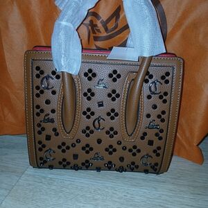 Brown Studded Tote Bag